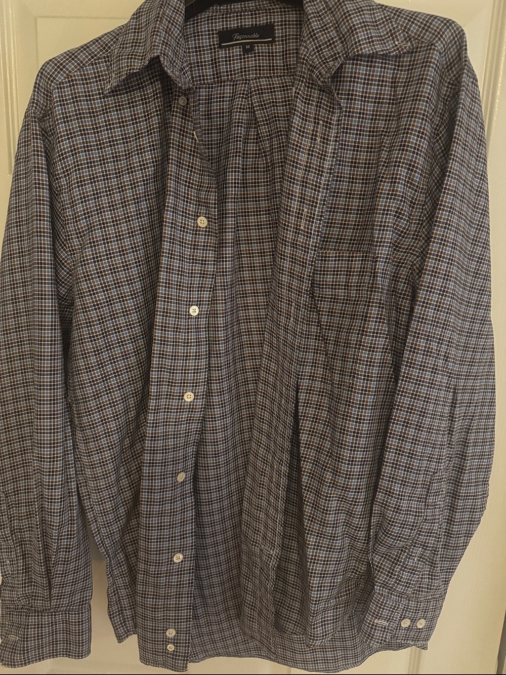 Façonnable Men's Blue plaid Button-Down Dress Shirt